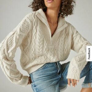 Lucky Brand Cable Sweater Half Zip